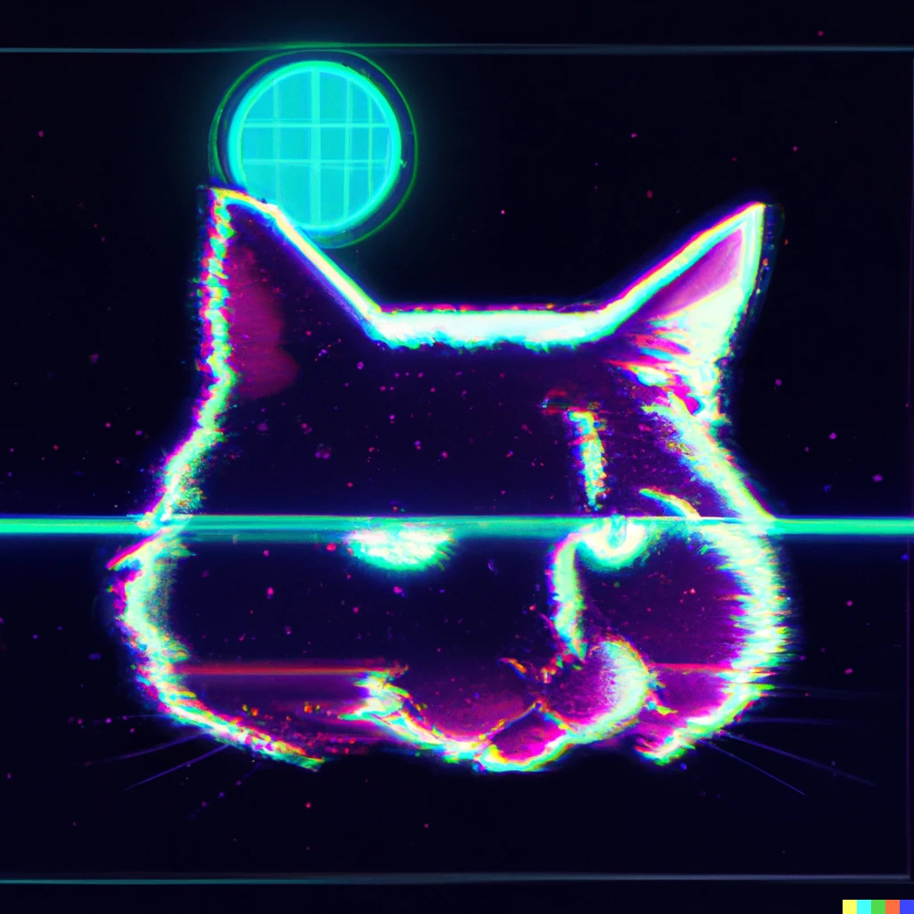 Prompt: A cat in synthwave style