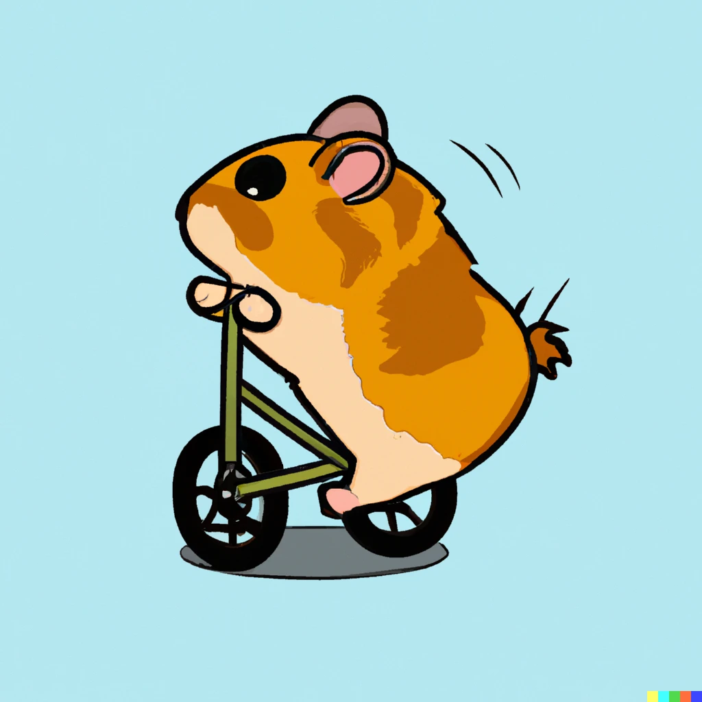 Prompt: A hamster riding a unicycle