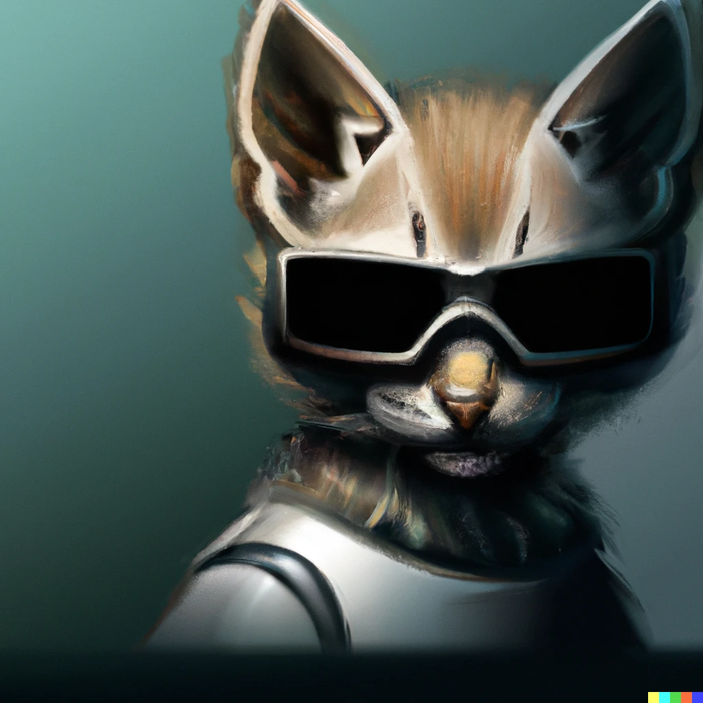 Prompt: a kitten as the terminator, digital art