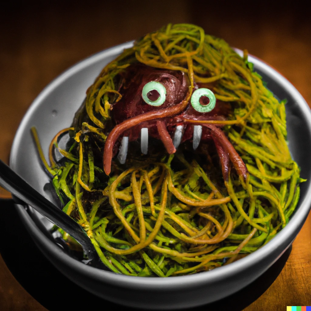 Prompt: Spaghetti monster hd photo