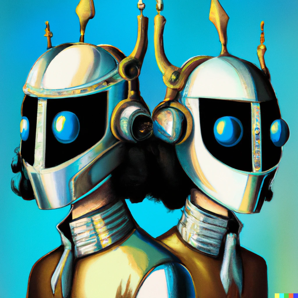 Prompt: Daft punk in Salvador Dali painting style