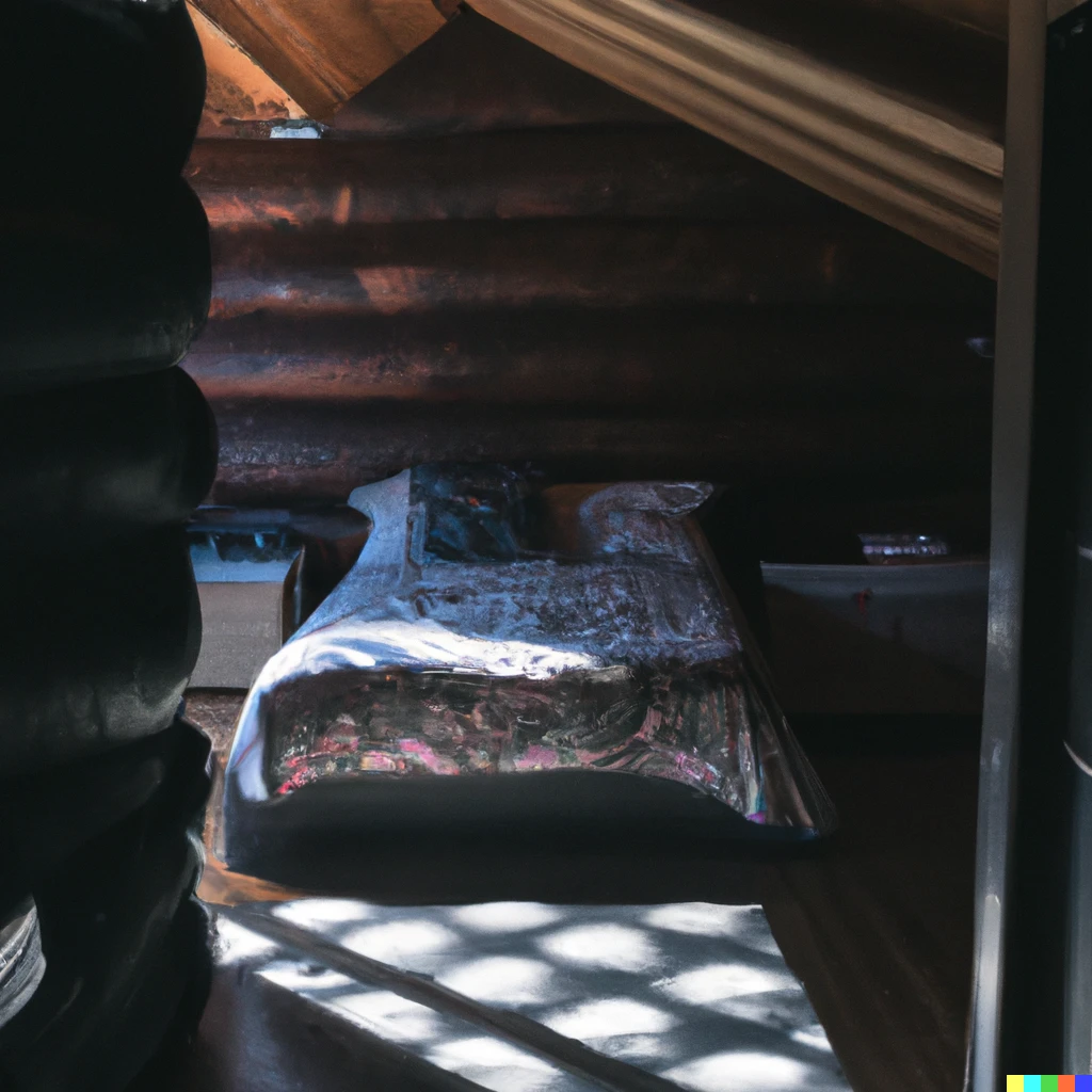 Prompt: A sun speckled bedroom of a mountain cabin cinematic 