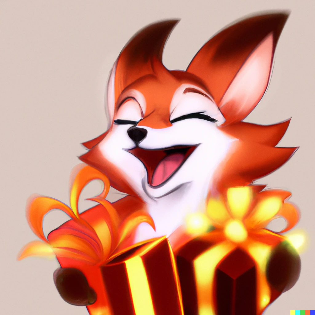 Prompt: digital art of a flareon who is happy that someone give a gifts to them, profile picture, trending in furaffinity