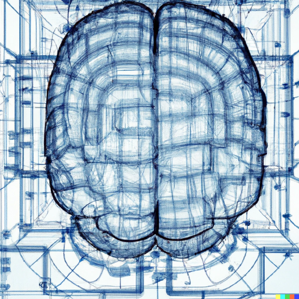 Prompt: Detailed blueprints of a positronic brain