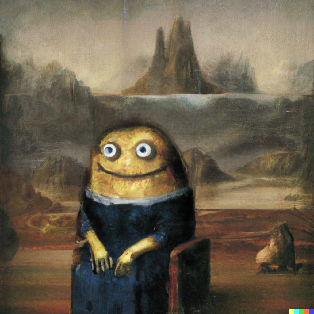 Matthew × DALL·E | A Minion in the style of the Mona Lisa, oil painting 