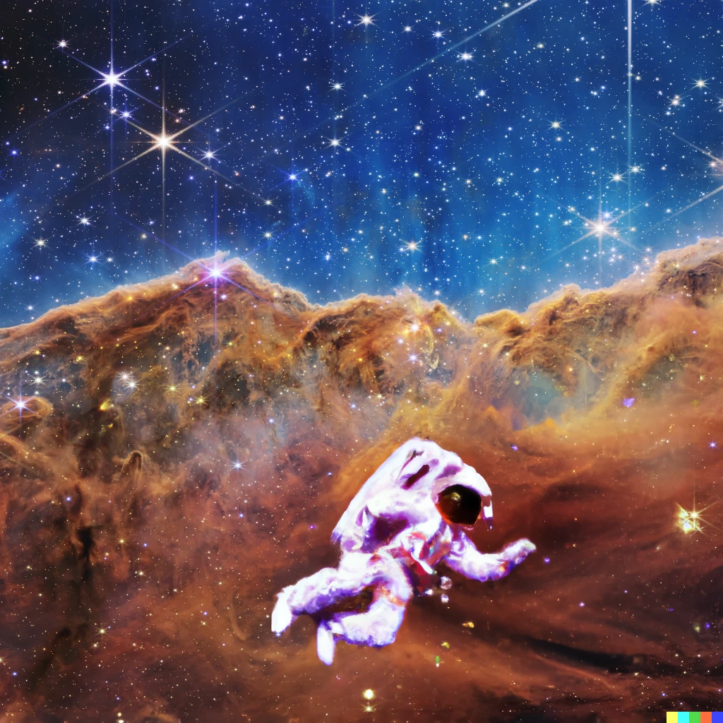 Prompt: An astronaut floating through a nebulae