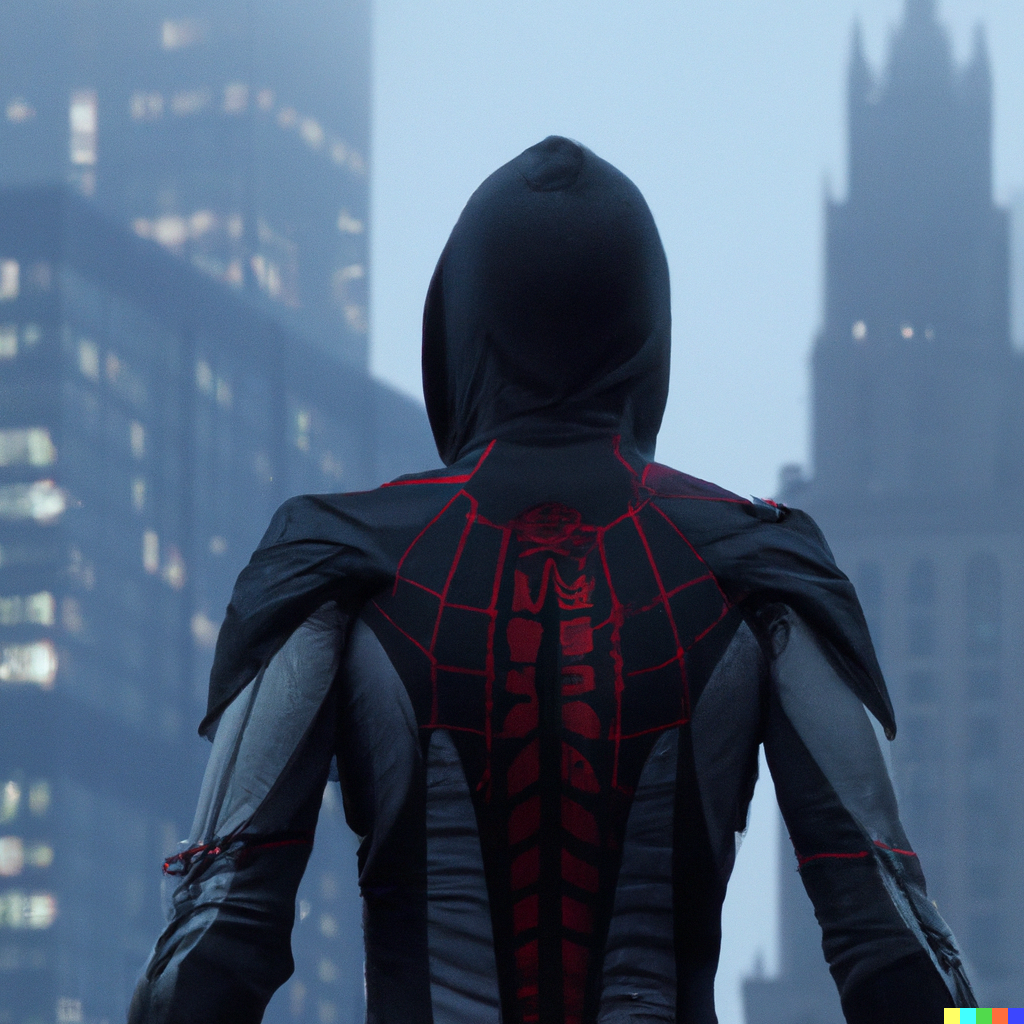 Jesse × DALL·E 4k still from SpiderMan 2025 movie, suit inspired by