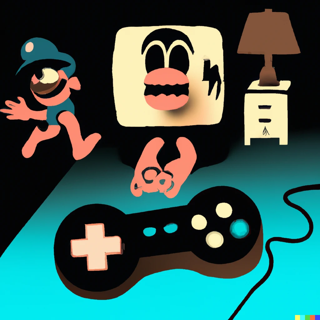 Prompt: A surreal Nintendo themed nightmare