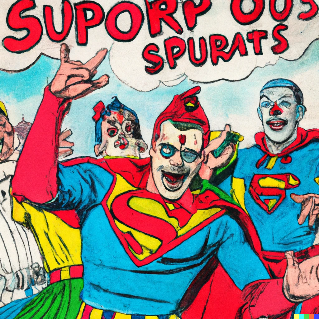 Prompt: Insane Clown Posse in a 1940s Superman comic