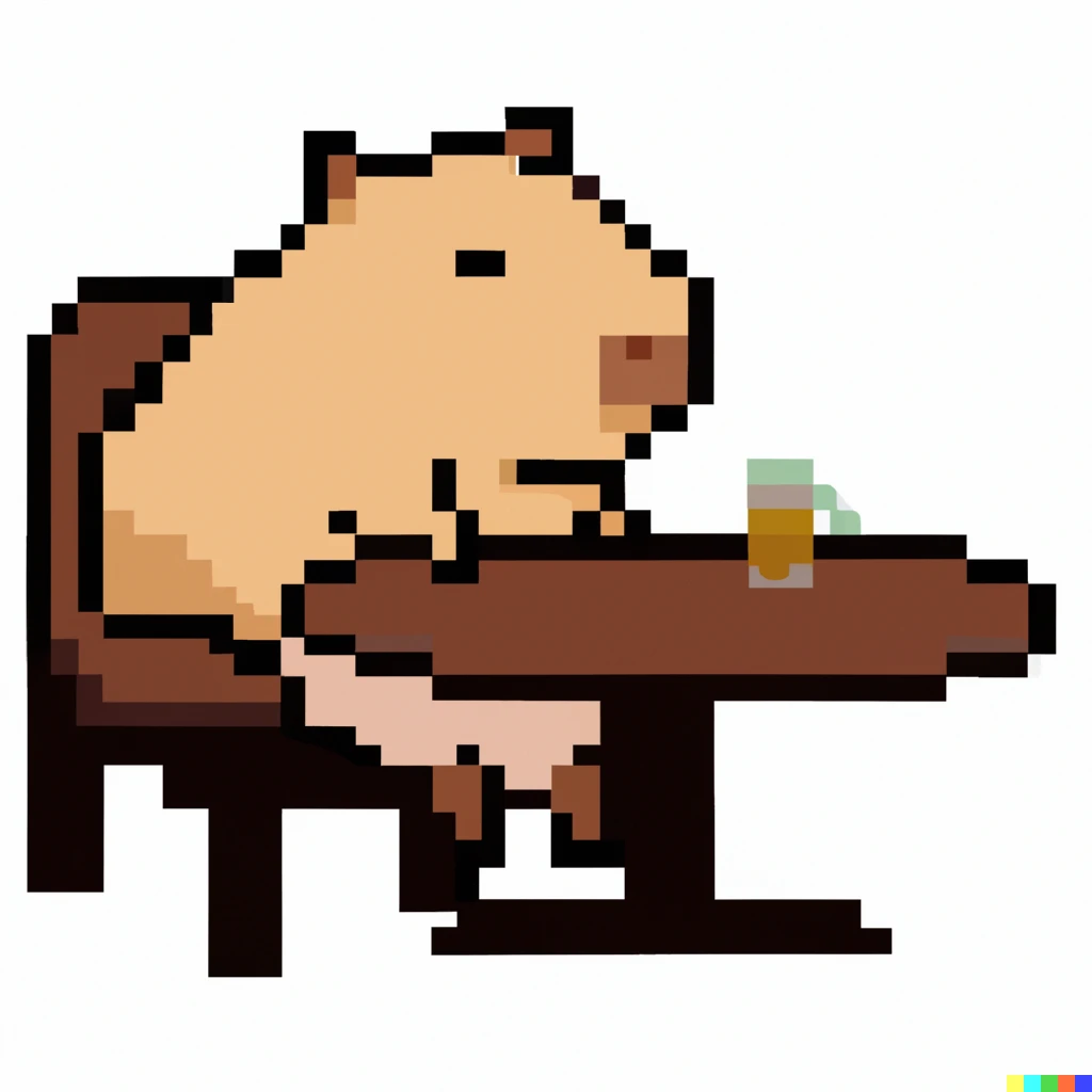 Prompt: pixel art of a capybara in a bar