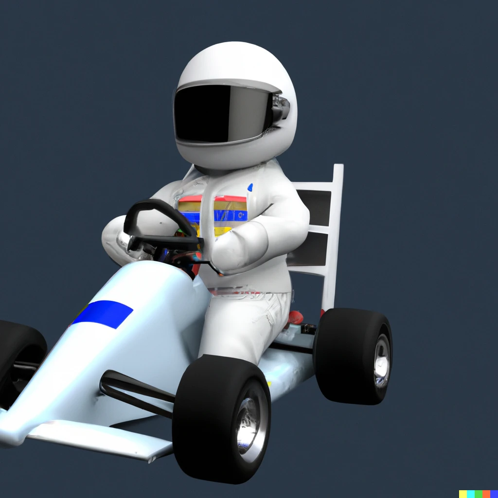Prompt: A 3d render astronaut driving formula 1