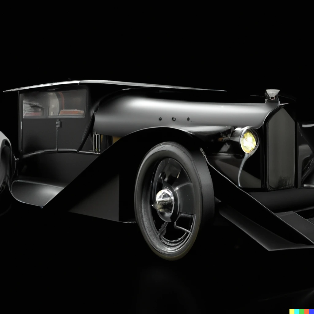 Prompt: A batmobile styled 1920 car. 3D hifi render.