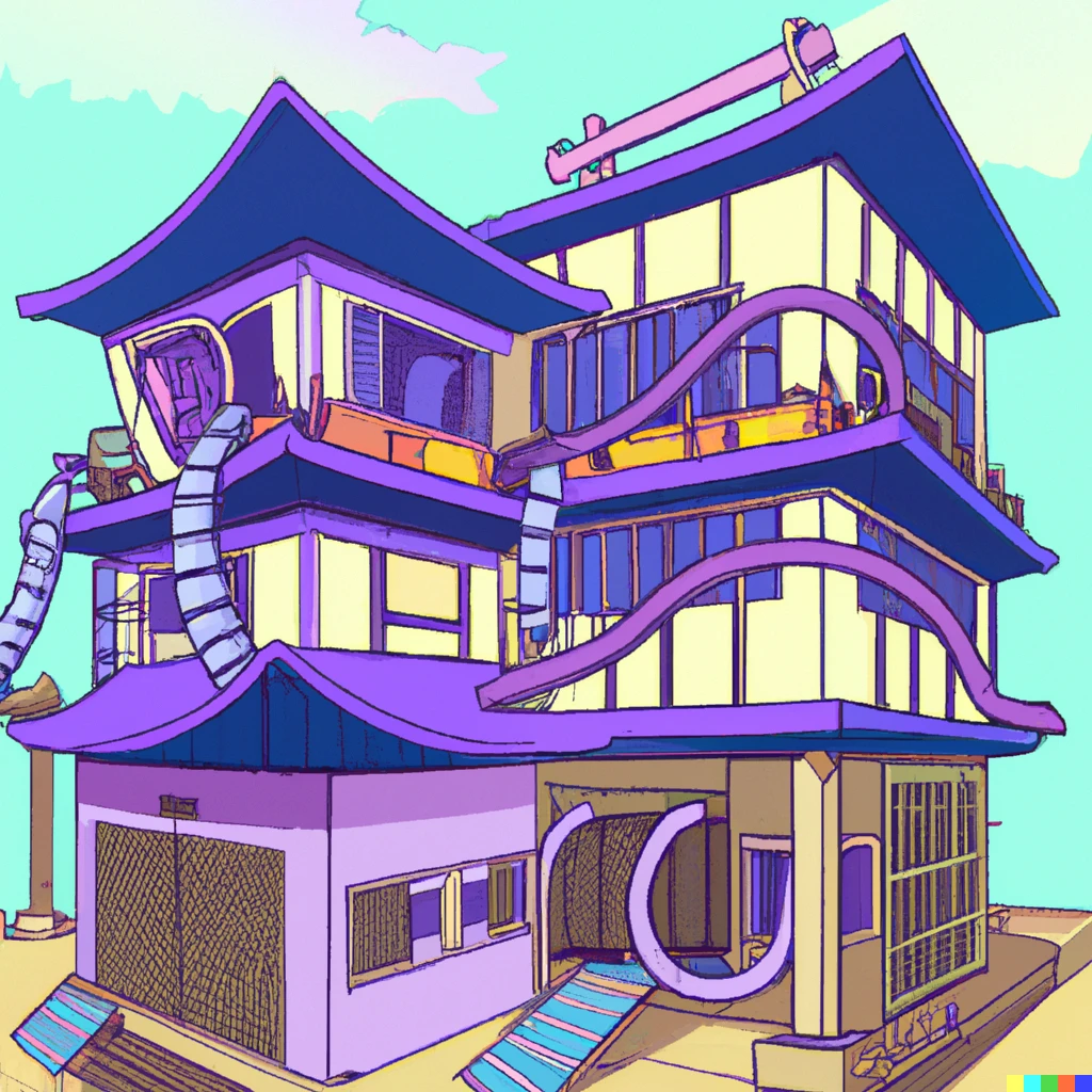 Prompt: A japanese anime house drawn using Tyler Hobbs Fidenza style. 