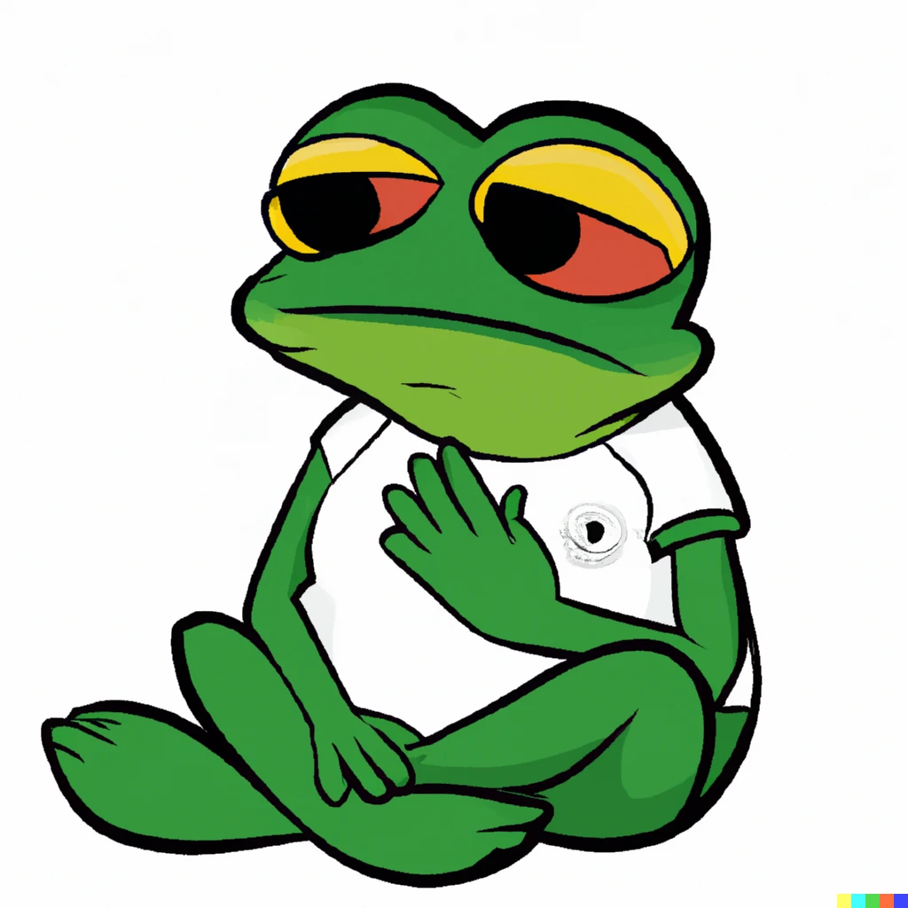 Prompt: Sad pepe frog