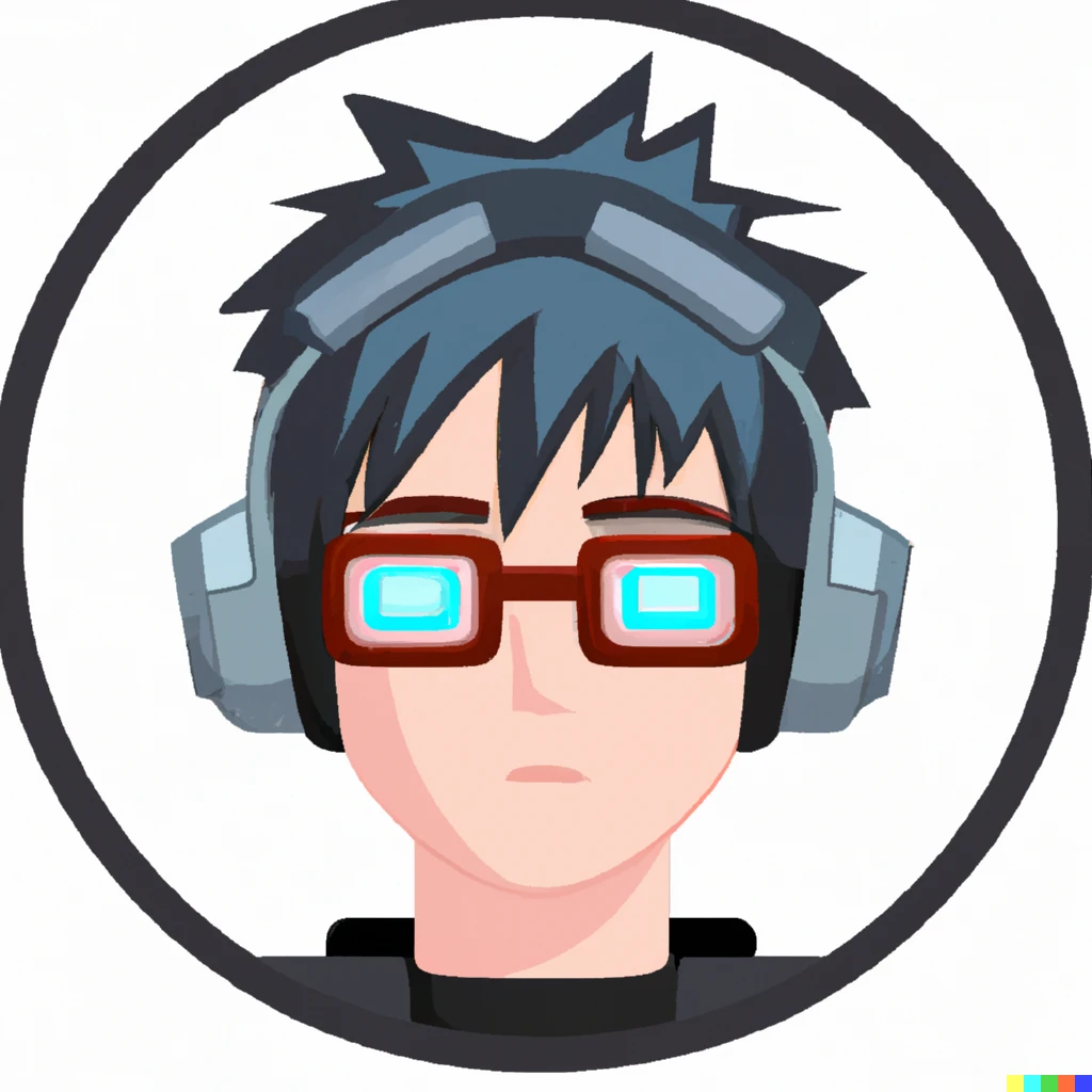 Prompt: An anime style robot Avatar wearing spectacles and headphones, male