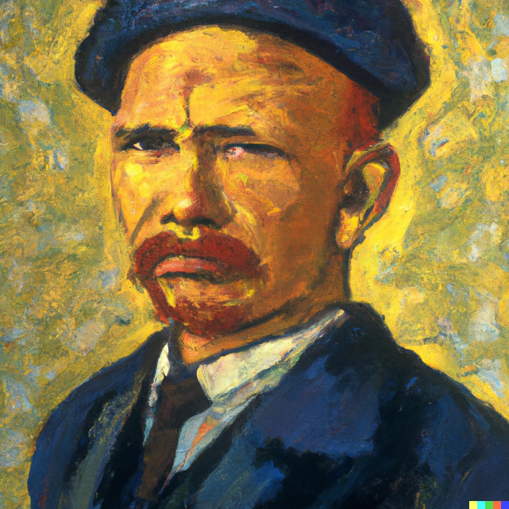 Prompt: Portrait of Lenin; by Van Gogh. Oil on canvas.