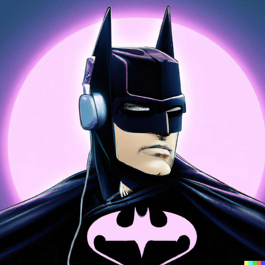 Prompt: a portrait of synth wave dark knight batman