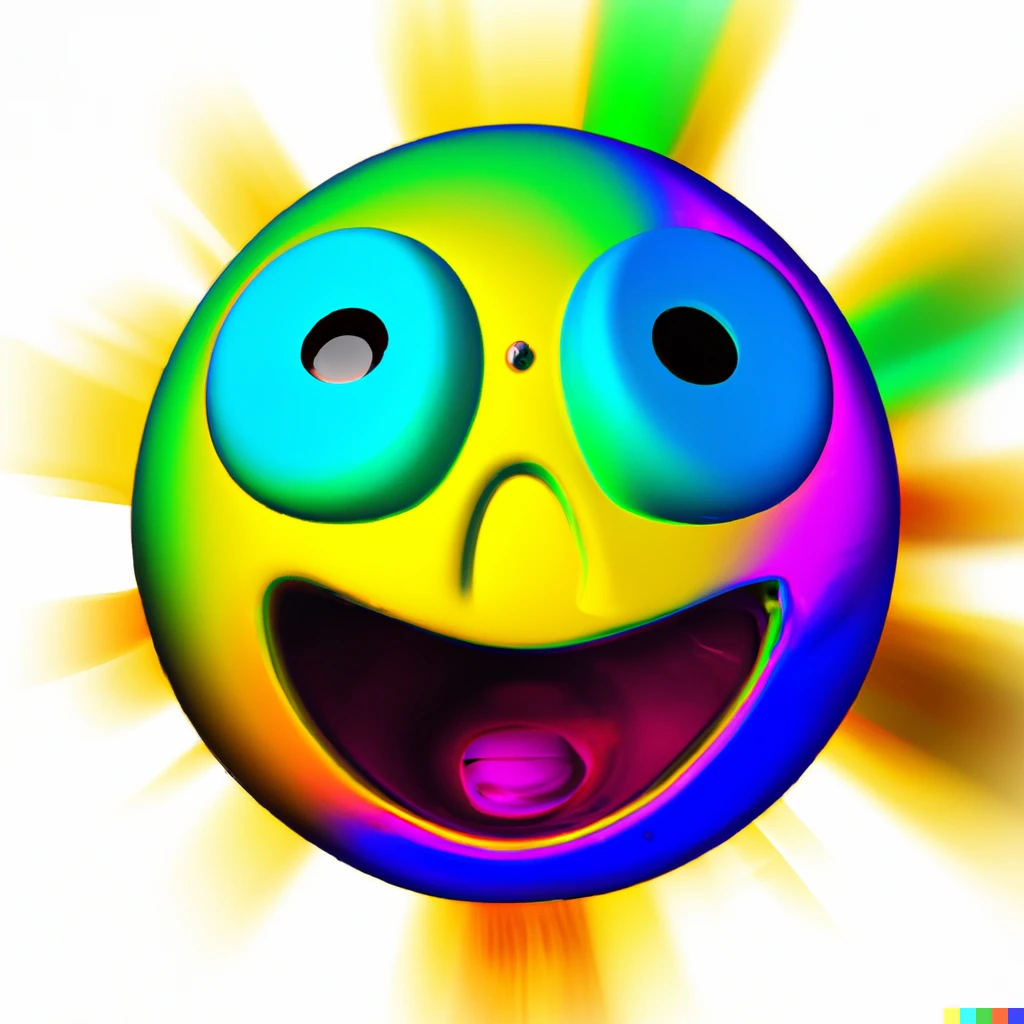 Prompt: a 3d emoji with psychedelic colors expressing amazement and profound awe