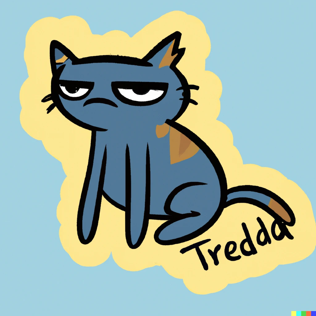Prompt: tired cat sticker illustration