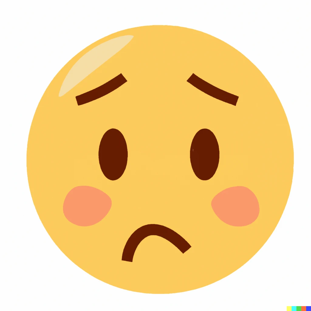 Prompt: embarrassed looking emoji, flat colors