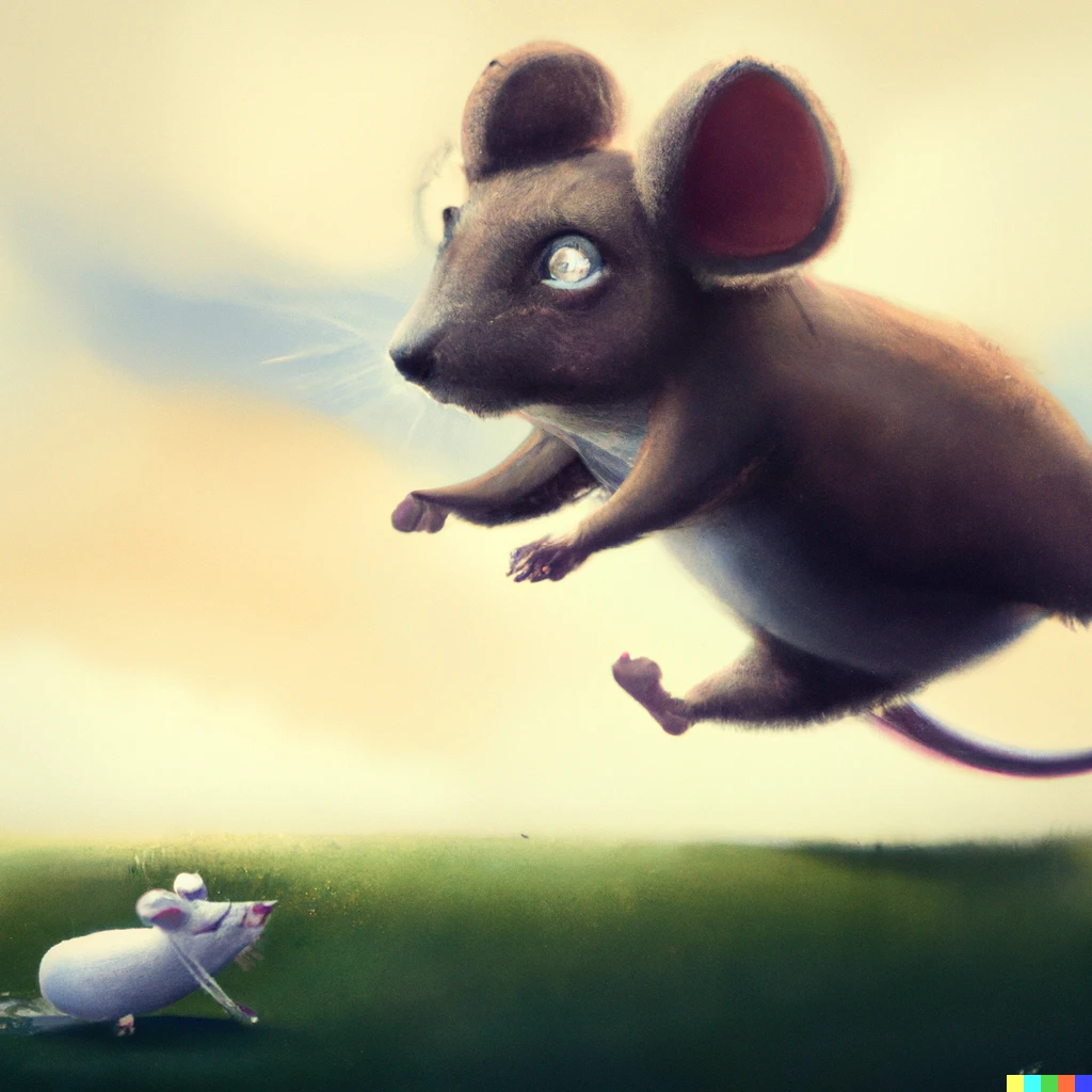 Prompt: "A Big mouse chasing a little mouse, digital art"