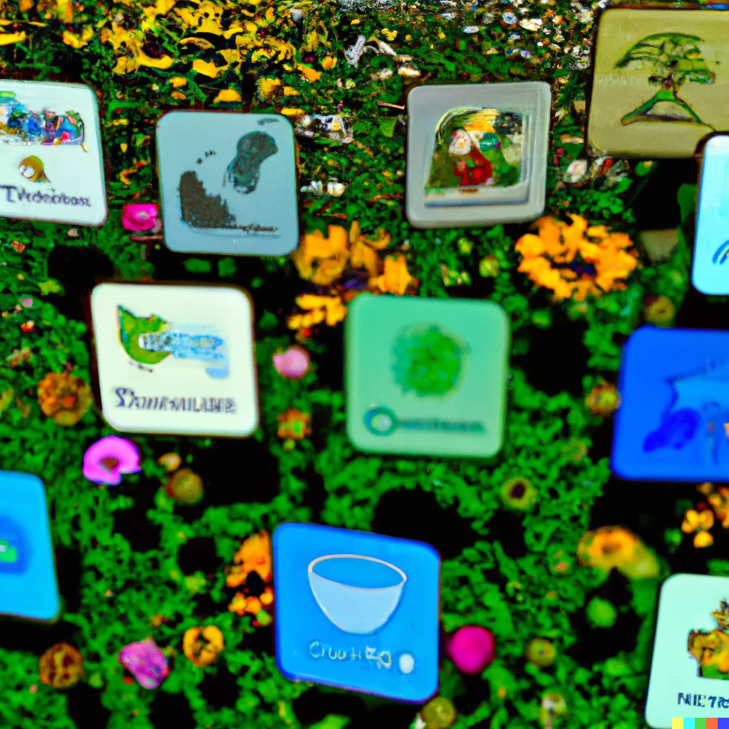 Prompt: A lot of software logos growing in the garden in Vicent Van Gogh style