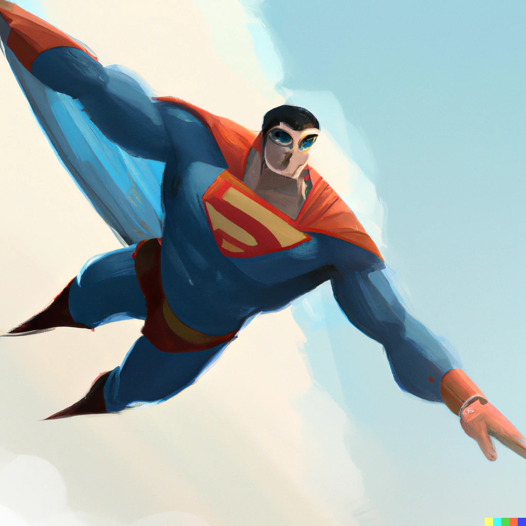 Prompt: superman as a bird/plane hybrid, digital art