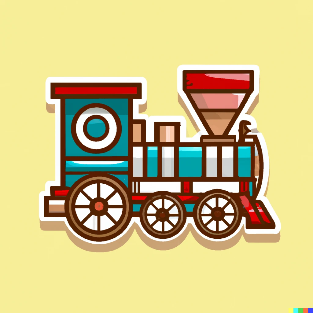 Prompt: miniature train sticker illustration