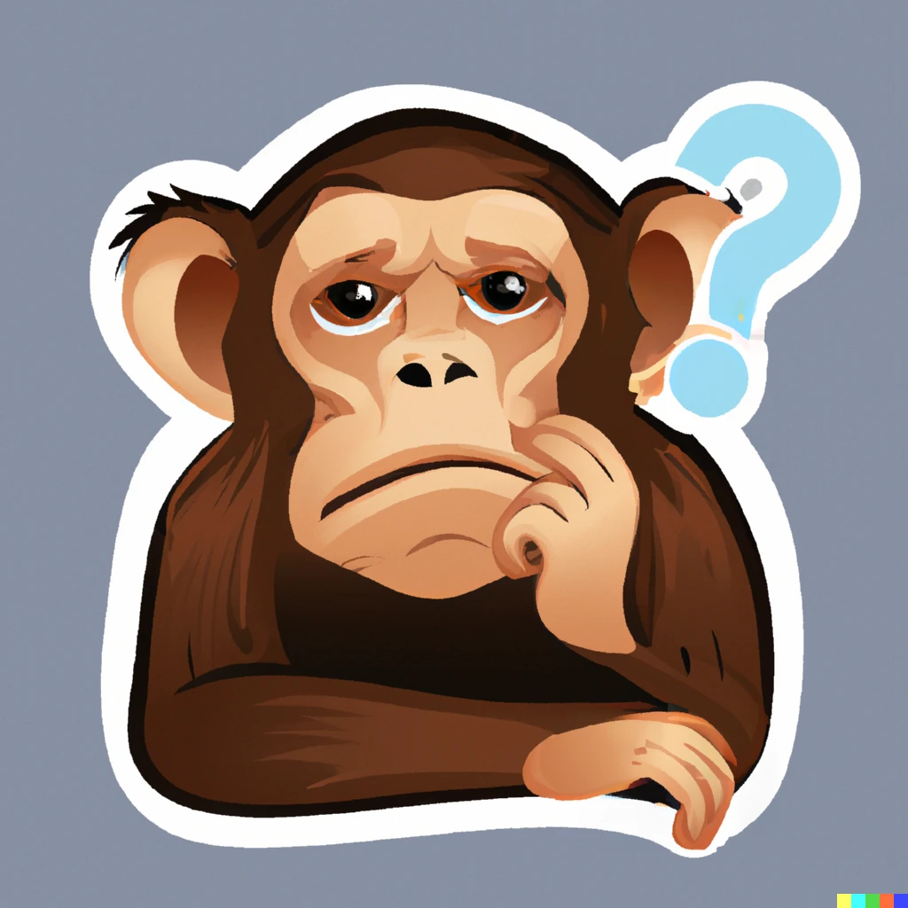 Prompt: perplexed chimpanzee sticker illustration