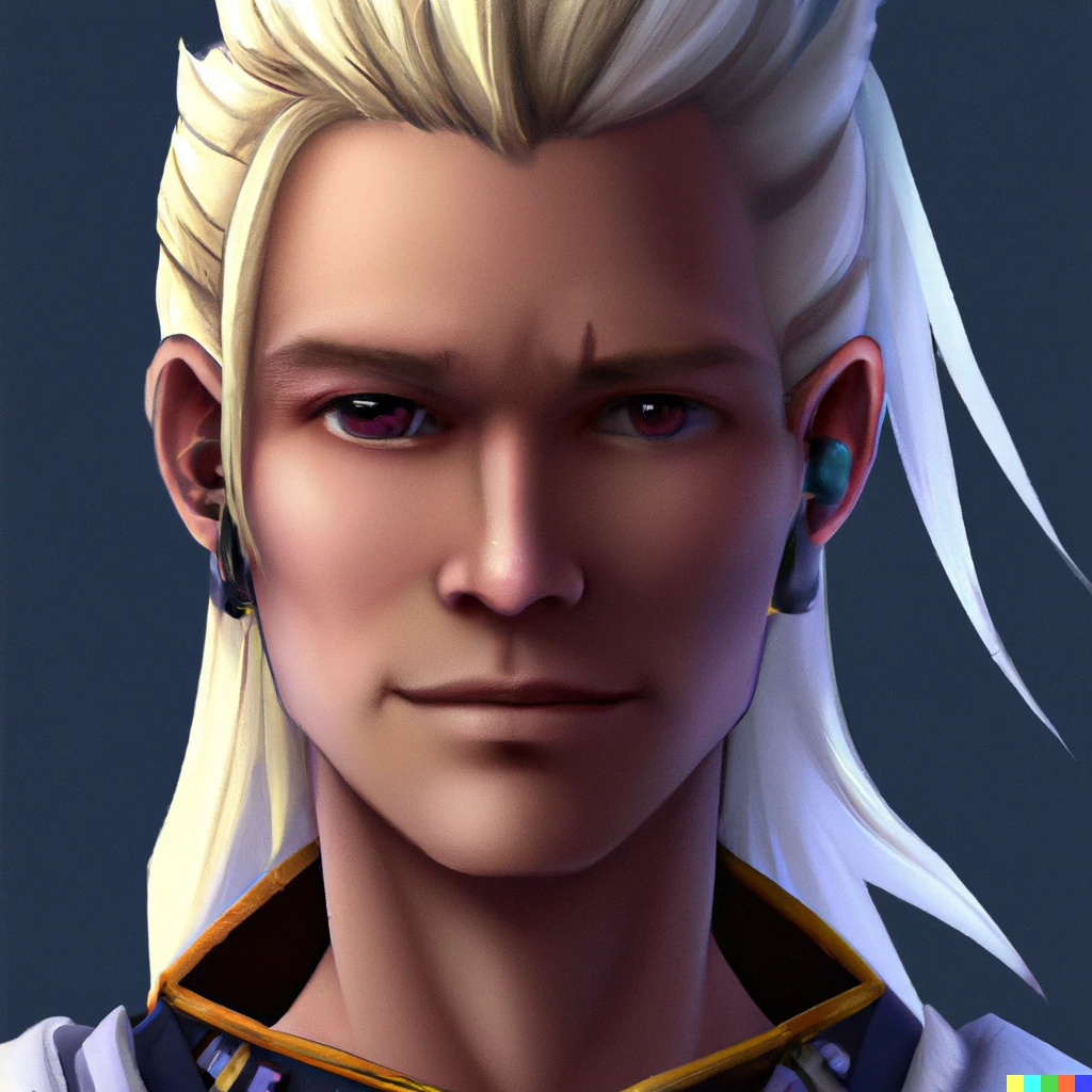 Prompt: nordic male mage with blond ponytail, brown eyes, digital art