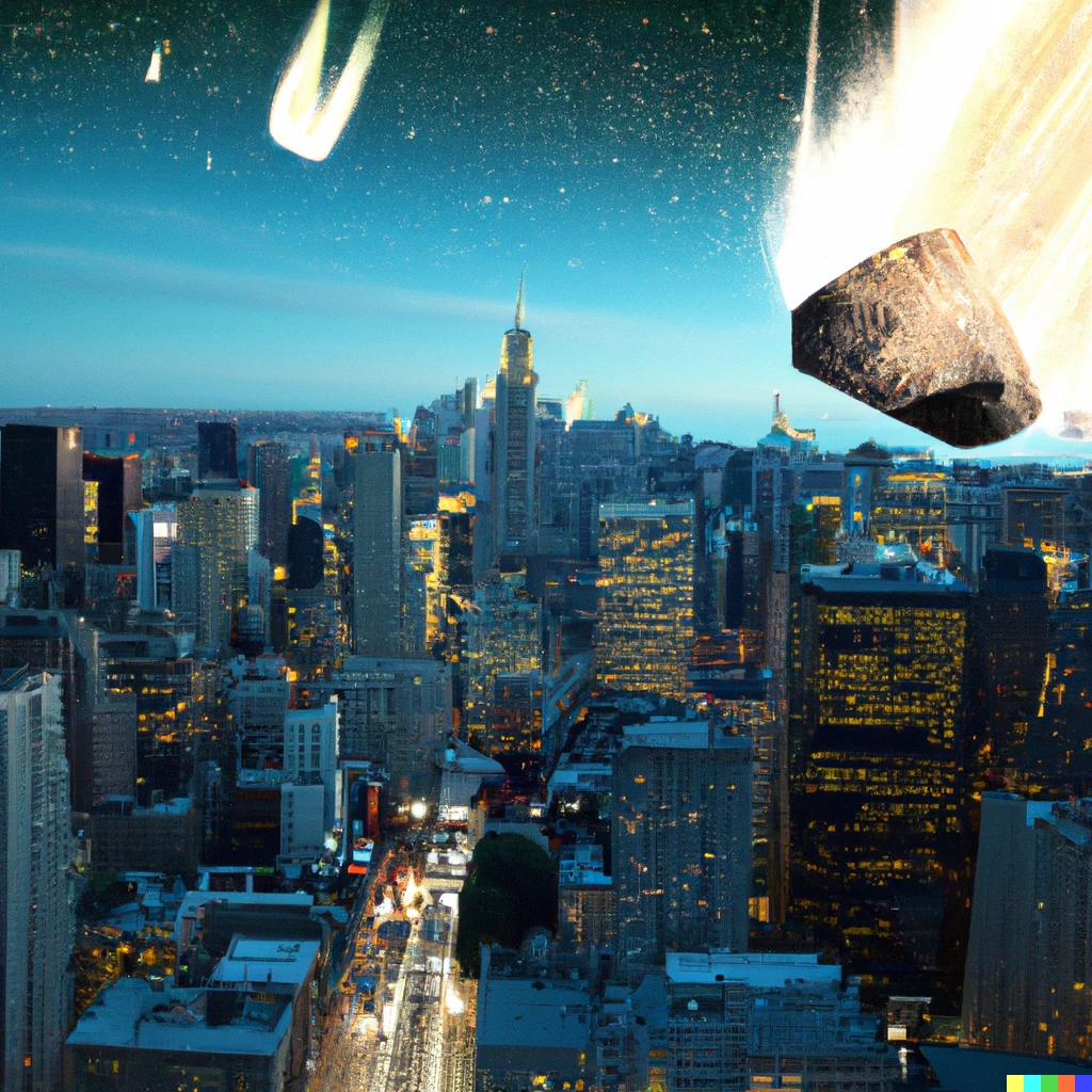 Prompt: New York City being hit by meteorites