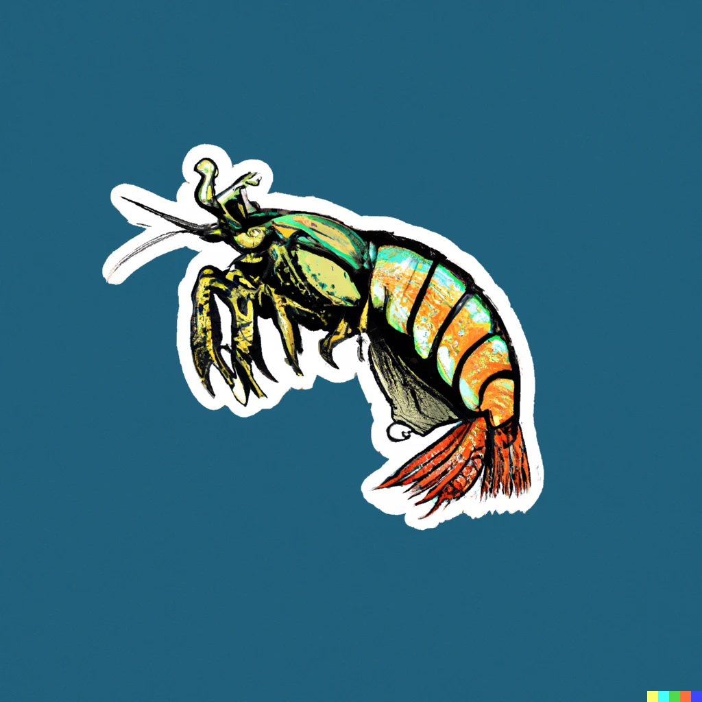 Prompt: mantis shrimp sticker illustration