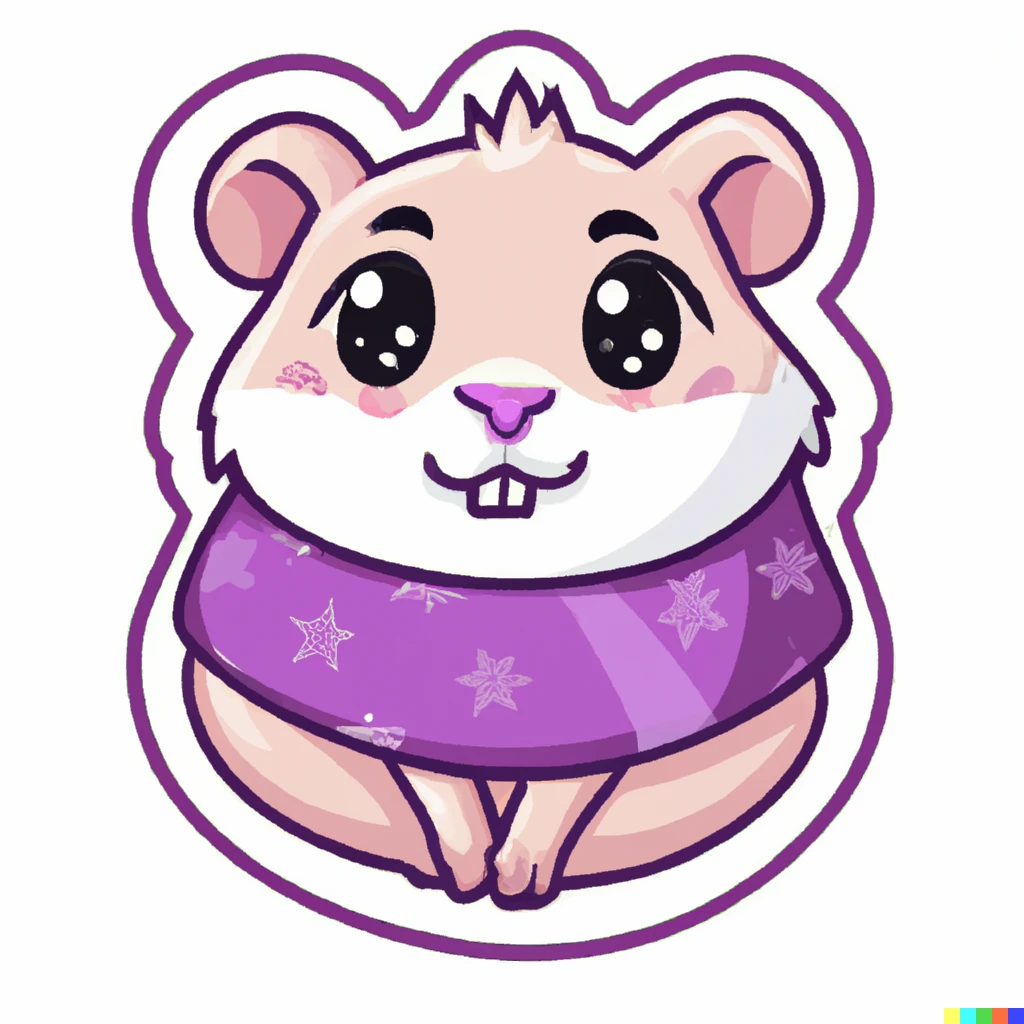 Prompt: hamster in purple turtleneck sticker illustration