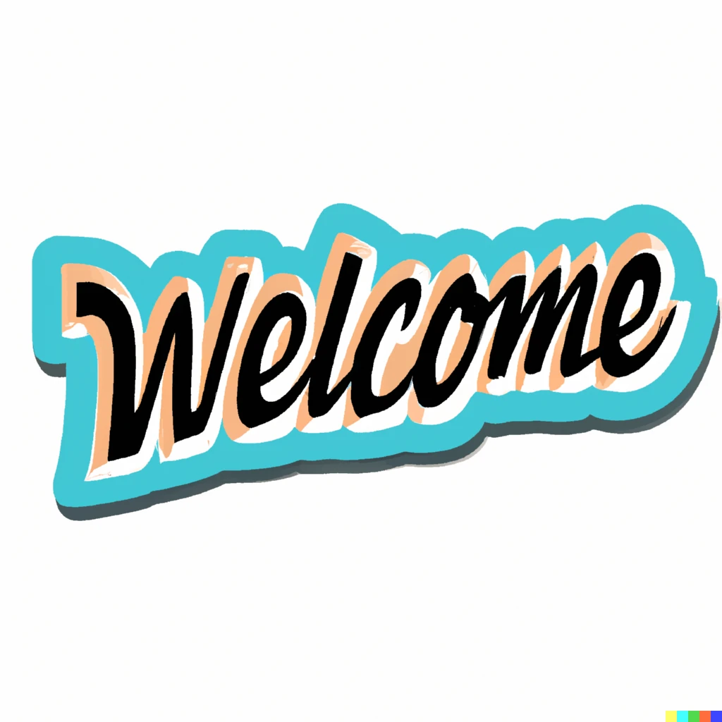 Prompt: welcome text sticker illustration
