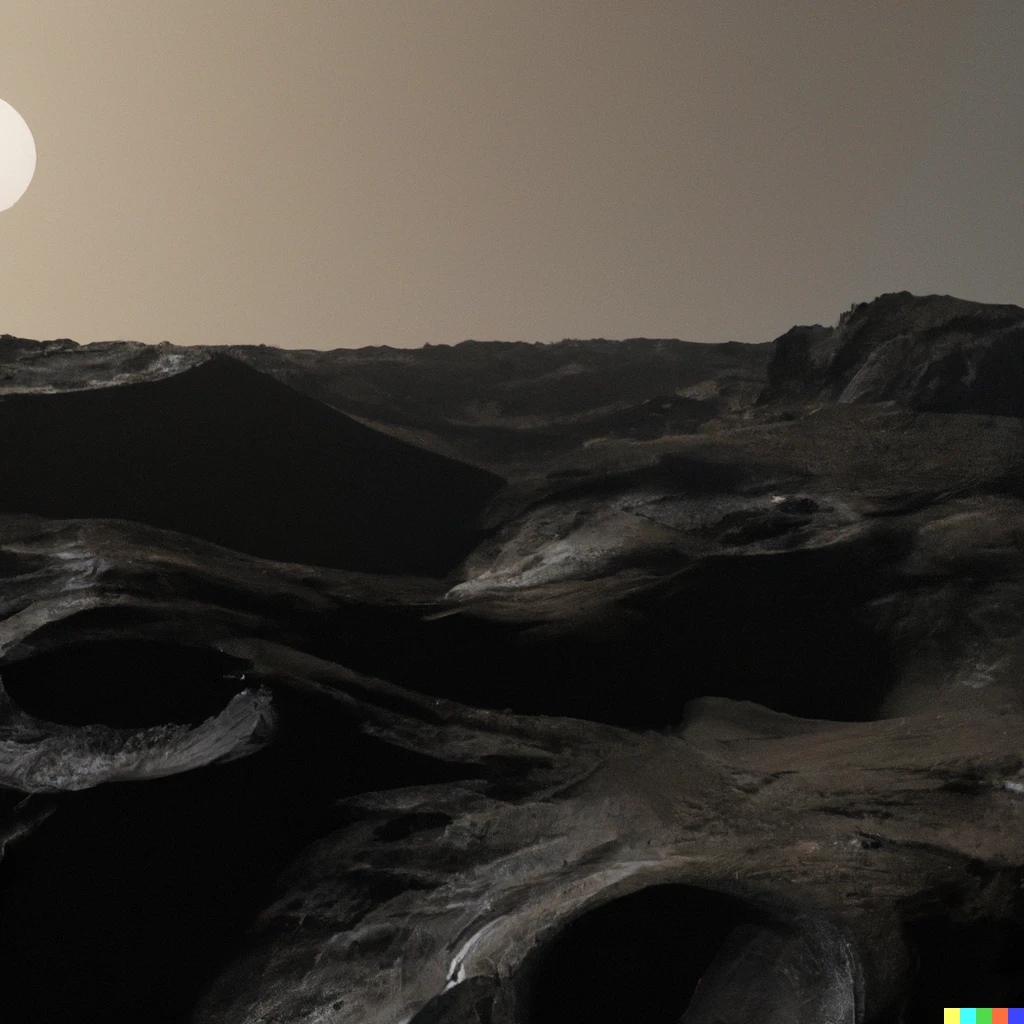 Prompt: on Saturn's moon Mimas, unreal engine