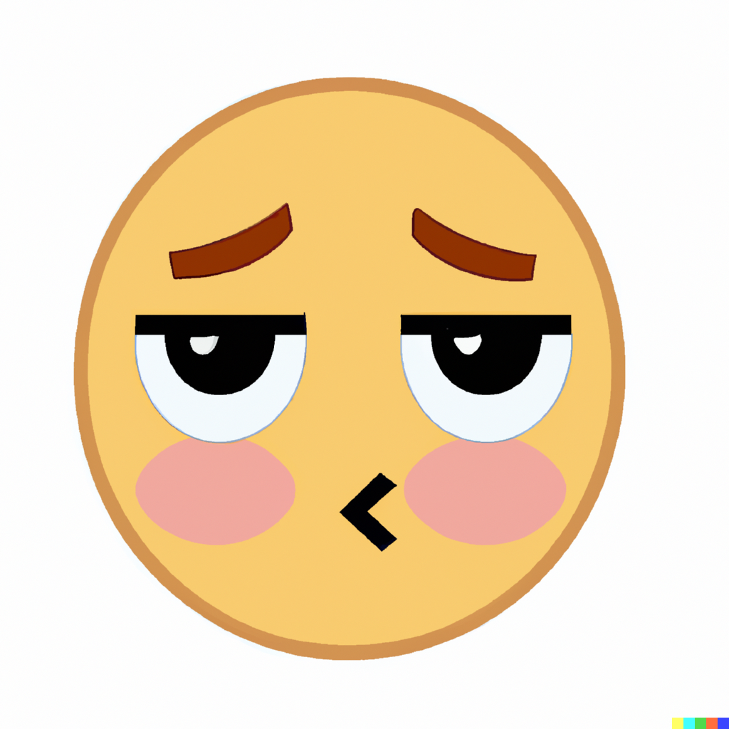 DALL·E 2 | An emoji with a closed mouth, wide, white eyes staring down ...