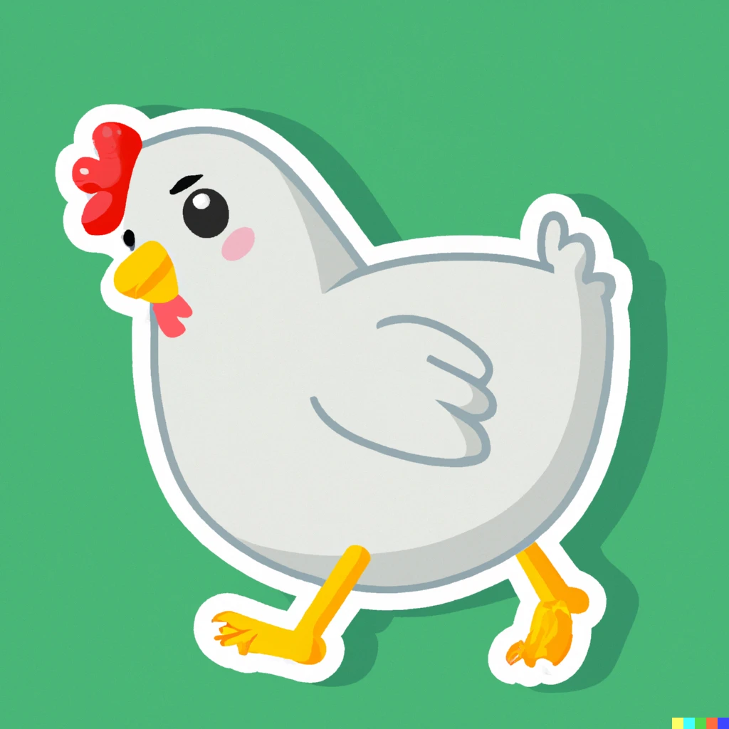 Prompt: curious chicken sticker illustration