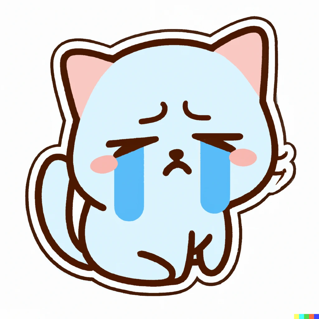 Prompt: cat crying sticker illustration