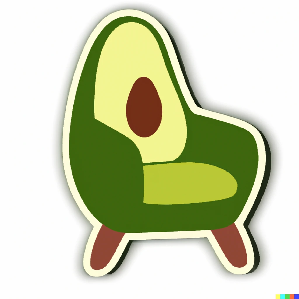 Prompt: avocado armchair, sticker illustration
