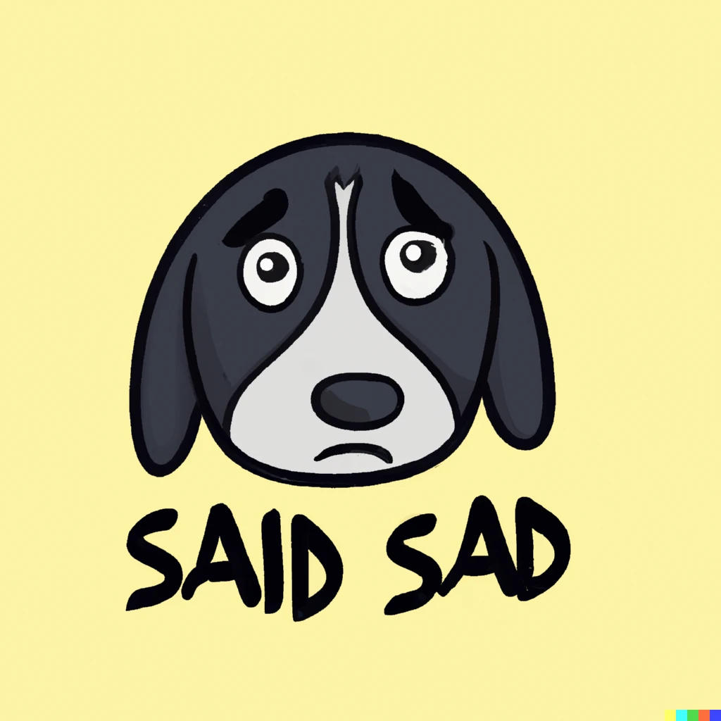 Prompt: sad dog sticker illustration