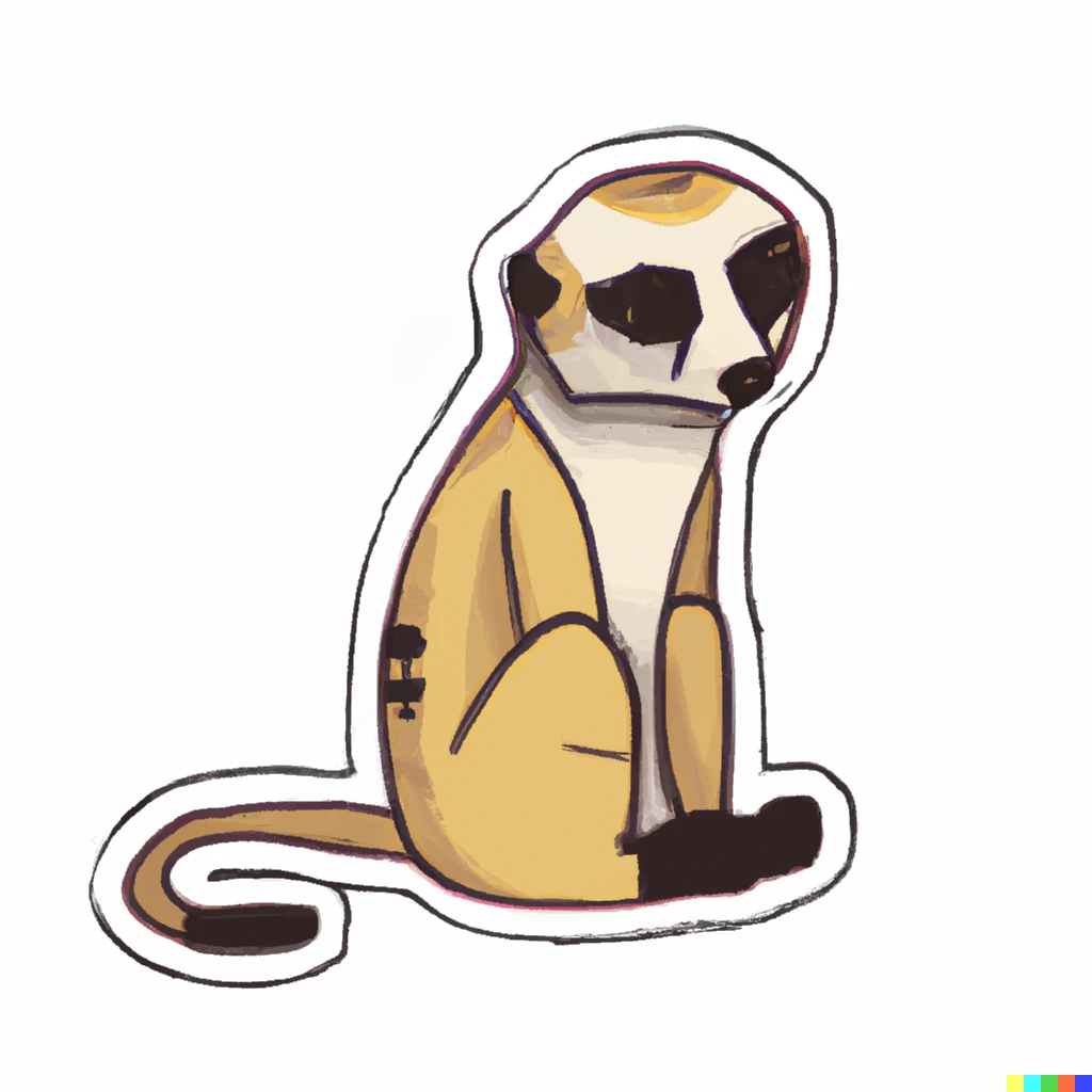 Prompt: tired meerkat, sticker illustration