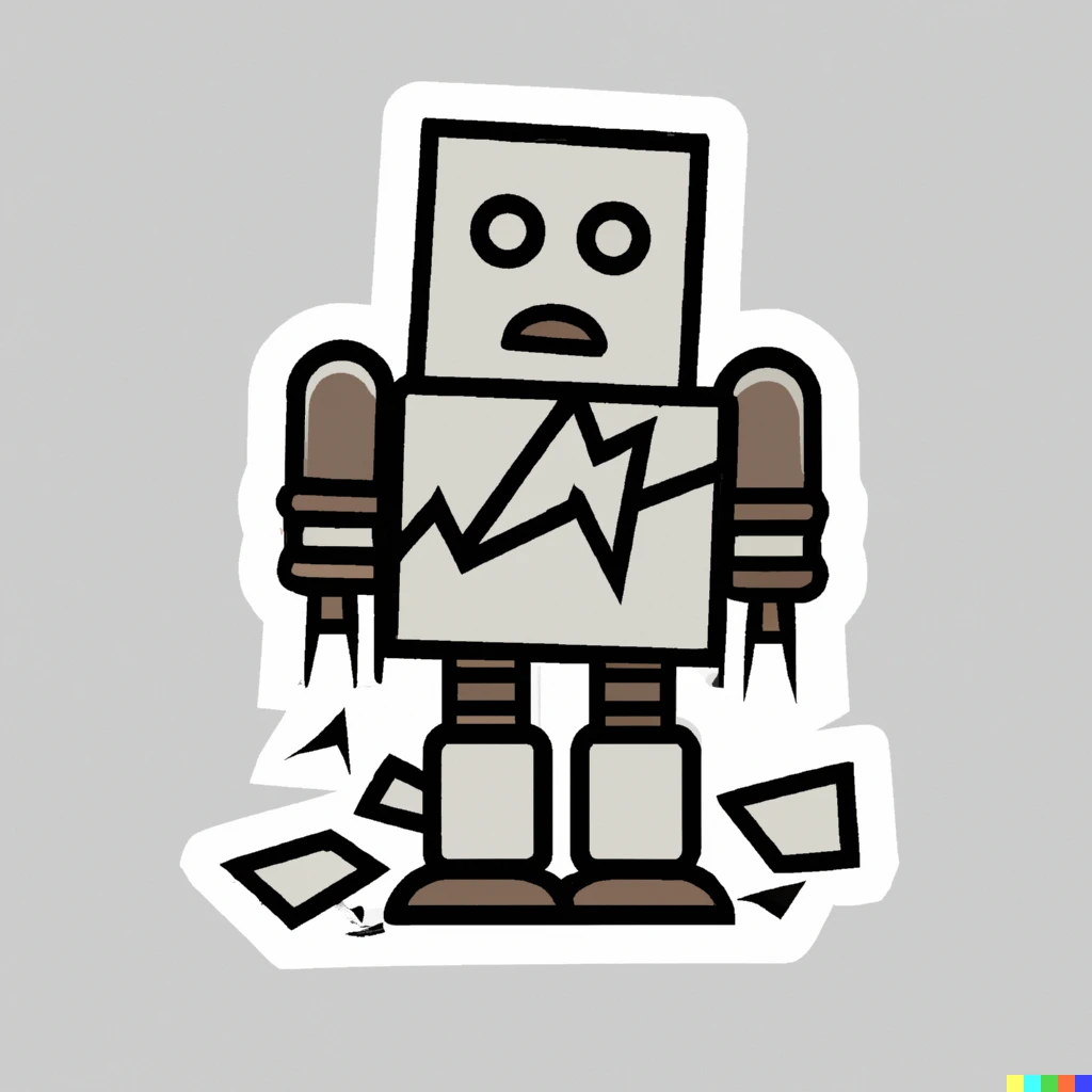 Prompt: broken robot sticker illustration