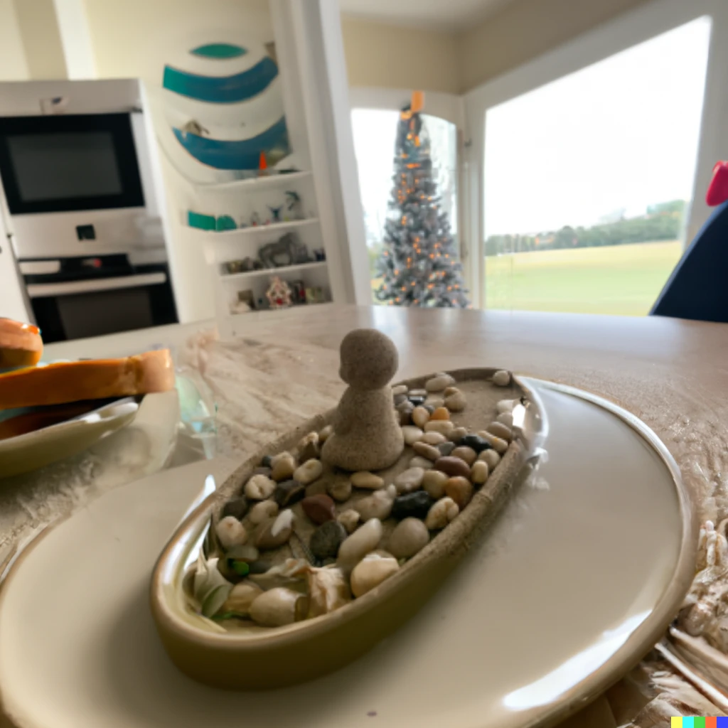 Prompt: Photograph of a kitchen table, photo taken with iPhone XR