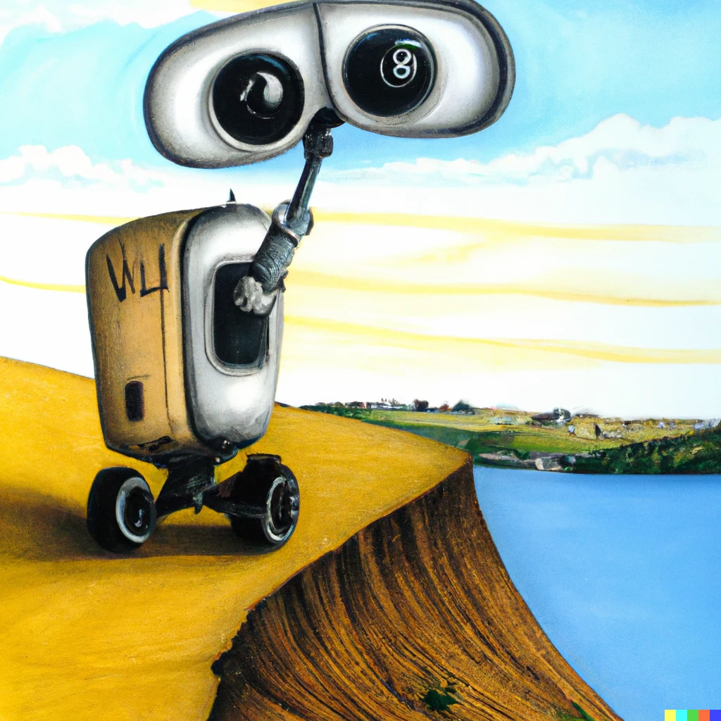 Prompt: "WALL-E, in the style of Salvador Dali"