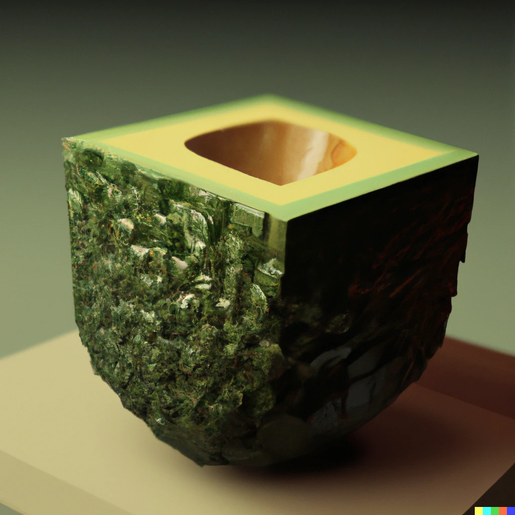 Prompt: avocado cube, digital art