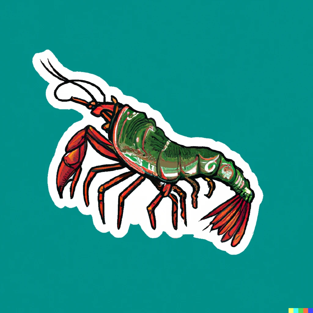 Prompt: mantis shrimp sticker illustration