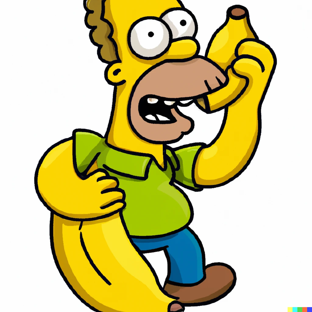Prompt: Homer from the Simpsons using a banana-phone