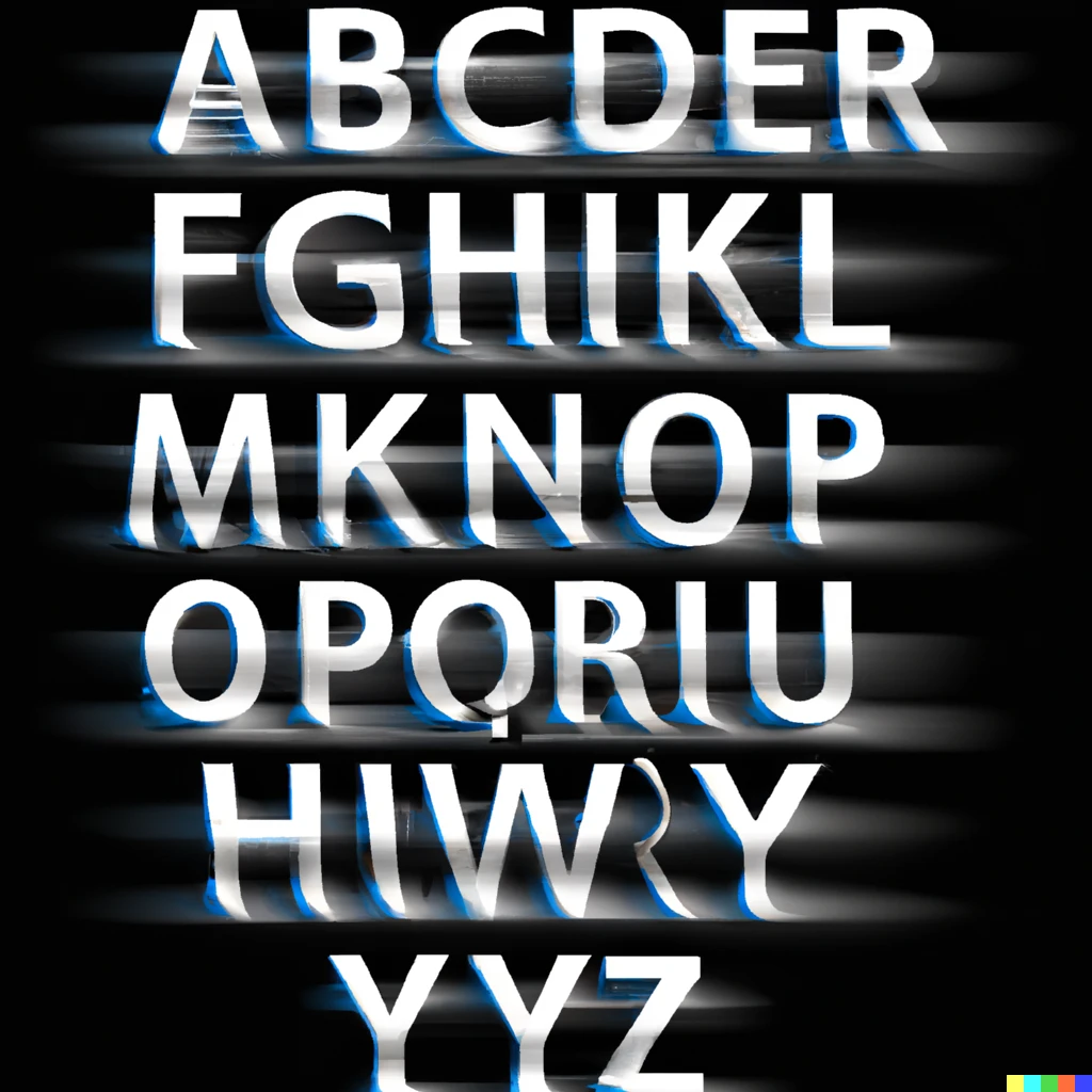 Prompt: The English alphabet, every letter in a different font