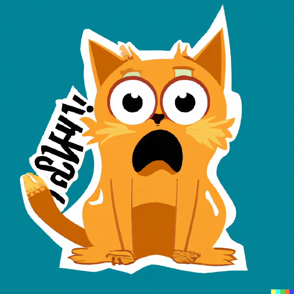 Prompt: surprised cat sticker illustration