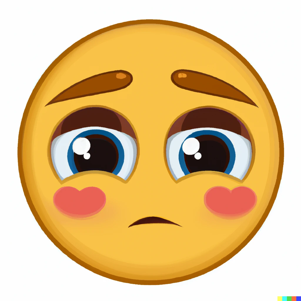 An emoji with a closed mouth, wide, white eyes staring | DALL·E 2 ...